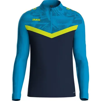 Pánská mikina Mikina s krátkým zipem JAKO Iconic azurová Velikost: 2XL