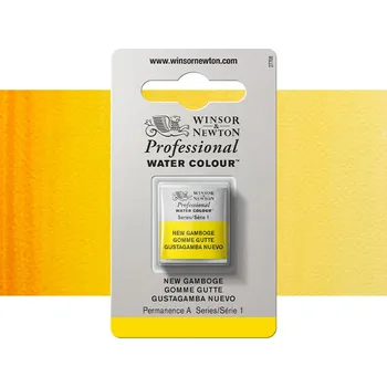 Vodová barva Akvarelová barva Winsor & Newton Professional, půlpánvička - New Gamboge
