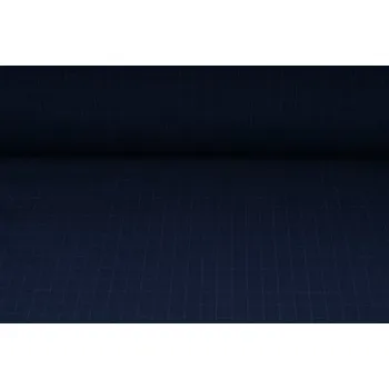 Plátno, nemačkavá úprava, tmavě modrá kostka, metráž, látky