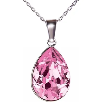 Náhrdelník Swarovski Elements Pear - Stříbrný náhrdelník (přívěsek + řetízek) růžová slzička, kapka 54016.3 Rose (růžová)
