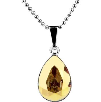 Náhrdelník Swarovski Elements Pear - Stříbrný náhrdelník (přívěsek + řetízek) zlatá slzička, kapka 39169.4 Metallic Sunshine (zlatá metalická, lesklá)
