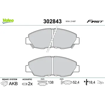 Brzdová destička Sada brzdových destiček, kotoučová brzda VALEO 302843