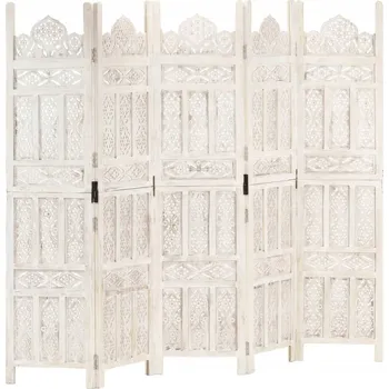 Paraván VidaXL dřevěná Paraván 200x165 cm bílá