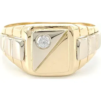 Prsten B&B Goldinvestic Zlatý pánský prsten se zirkonem Žlutá