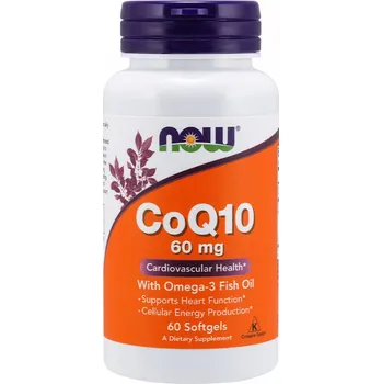 Now Foods Q10 koenzym Omega-3 s rybím olejem 60 mg (60 Měkká kapsla)