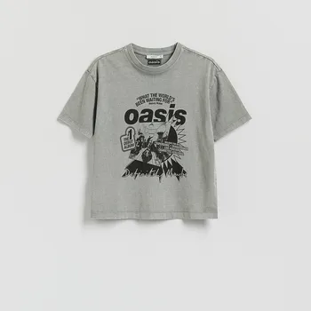 Dámské tričko Reserved - Tričko Oasis - tmavě šedá - ZS441-90X - ZS441-90X-S