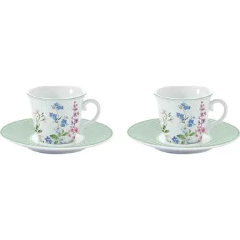 Easy Life, Itálie Easy Life - Sada porcelánových šálků a podšálků na espresso Floraison v dárkové krabičce 2 ks - 80 ml Barva: jako na obrázku