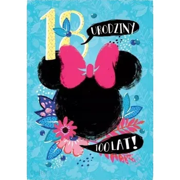 Obraz Přání k 18. narozeninám s motivem Minnie Mouse, 17x12 cm