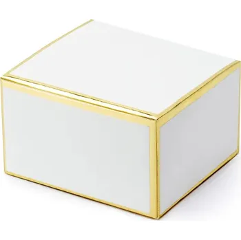 Svatební dekorace Bílé dárkové krabičky se zlatým lemem 6x3,5x5,5 cm – 10 ks