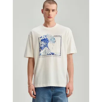 Krátké tričko s potiskem Exploding Kittens - M - House - krémový - 323EG-01X