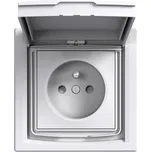 Zásuvka 2P+PE, clonky, IP44, bílá