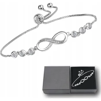 Náramek Stříbrný Náramek Řetízkový Křišťály Nekonečno Infinity Jako Dárek