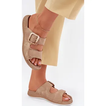 Dámské sandále Dámské Pantofle S Přezkou A Suchým Zipem Béžové INBLU Inblu krémová 3341514