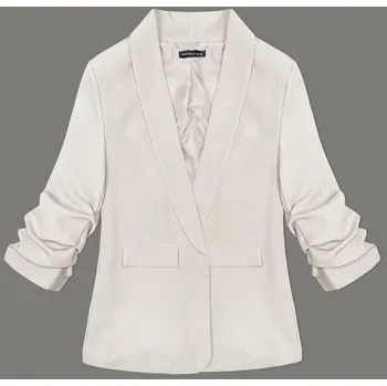 Dámské sako Světle béžové tenké sako s nařasenými rukávy (22-356) odstíny béžové 48