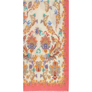 Šála Etro Dámská Šála Z Kašmíru A Hedvábí, růžová / tmavě žlutá /...