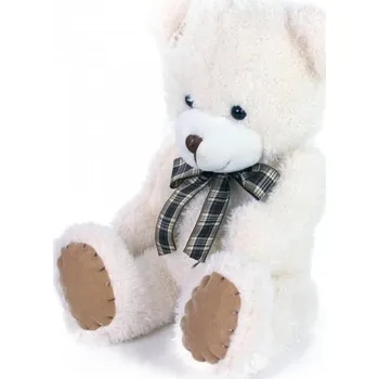 plyšák Medvěd s mašlí, plyšový béžový