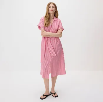 Dámské šaty Reserved - Košilové šaty s páskem - růžová - 5163V-30X - 5163V-30X-XL