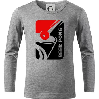 Beer pong - Triko dětské Long Sleeve - 146 cm/10 let ( Tmavě šedý melír )