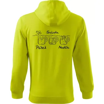 Pánská móda Pátek sobota neděle pivo - Mikina s kapucí na zip trendy zipper - XL ( Limetková )
