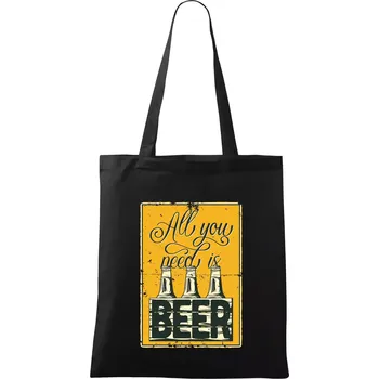 All you need is beer - Taška bavlněná - 42 x 38 cm ( Černá )