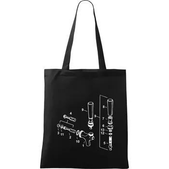 Nákupní taška Pípa nákres - Taška bavlněná - 42 x 38 cm ( Černá )