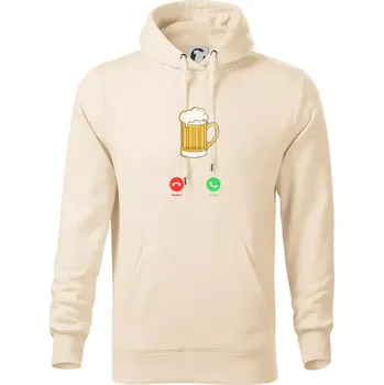 Pánská mikina Volá pivo (Pecka design) - Mikina pánská Cape s kapucí - 5XL ( Mandlová )
