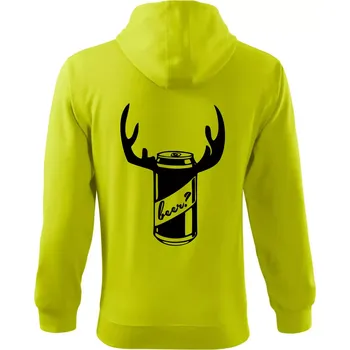 Pánská mikina Pivo plechovka - Mikina s kapucí na zip trendy zipper - 3XL ( Limetková )
