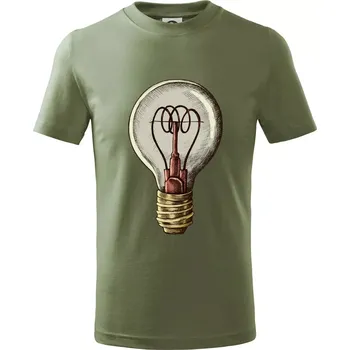 Chlapecké oblečení Retro žárovka - Tričko dětské bavlněné - 146 cm/10 let ( Khaki )