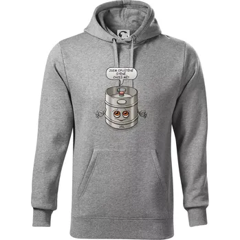 Pánská mikina Opuštěné štěně - sud (Hana-creative) - Mikina pánská Cape s kapucí - 5XL ( Tmavě šedý melír )