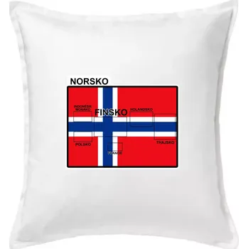 Polštář Norsko vlajka další státy - Polštář 50x50 - 50x50 - Včetně výplně ( Bílá )