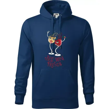 Pánská mikina Best wine friends dancing (Pecka design) - Mikina pánská Cape s kapucí - 5XL ( Půlnoční modrá )