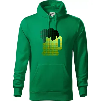 Pánská mikina Pivo pixel - Mikina pánská Cape s kapucí - 5XL ( Středně zelená )