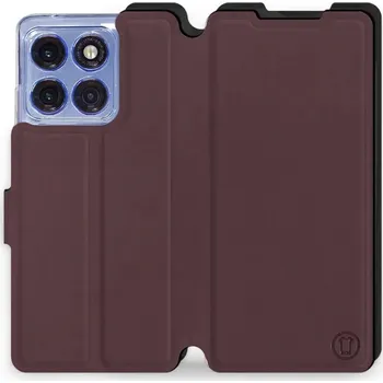 Pouzdro na mobilní telefon Flipové pouzdro Mobiwear Semiš - Motorola Edge 60 Pro - Bordové & Černé (Knížkové semišové flip pouzdro, obal, kryt na mobil Motorola Edge 60 Pro - Bordové & Černé, materiál semiš + TPU, ochrana 360°, stojánek, silikonová vanička, magnetické zavírání)