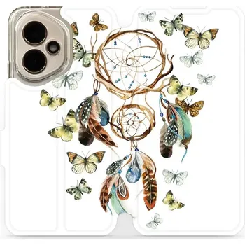 Pouzdro na mobilní telefon Flipové pouzdro Mobiwear - Honor 400 - M001P Lapač a motýlci (Knížkové flip pouzdro, obal, kryt na mobil Honor 400 - M001P Lapač a motýlci, materiál Umělá kůže + TPU - ochrana 360°, stojánek, silikonová vanička, magnetické zavírání)