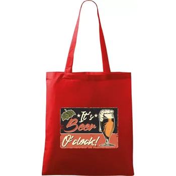 Nákupní taška Čas na pivo - Taška bavlněná - 42 x 38 cm ( Červená )