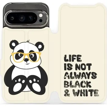 Pouzdro na mobilní telefon Flipové pouzdro Mobiwear - Google Pixel 9 Pro - M041S Panda - life is not (Knížkové flip pouzdro, obal, kryt na mobil Google Pixel 9 Pro - M041S Panda - life is not, materiál Umělá kůže + TPU - ochrana 360°, stojánek, silikonová vanička, magnetické zavírá