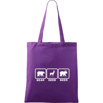 Nákupní taška Bear - Deer - Beer - Taška bavlněná - 42 x 38 cm ( Fialová )