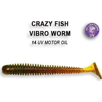 Umělá nástraha Gumová nástraha Crazy Fish Vibro Worm 5cm 14 UV Motor oil (8ks)
