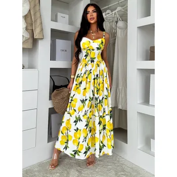 Dámské šaty THEADY letní dlouhé šaty s citrony ONESIZE