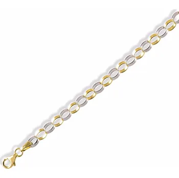 Náramek GEMMAX Zlatý řetězový náramek - žlutý a bílý lesk délka&nbsp;19&nbsp;cm – zlatý šperk ryzosti 585/1000 v Dárkovém balení s Certifikátem GLBCN-19-04231