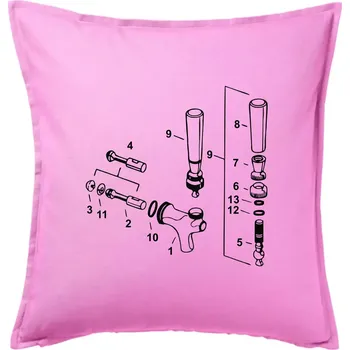 Polštář Pípa nákres - Polštář 50x50 - 50x50 - Pouze potah ( Růžová )