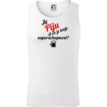 Já piju - tvoje superschopnost? šikmý nápis - Tílko pánské Core - XL ( Bílá )