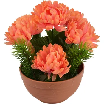 Smuteční dekorace Dušičková miska s oranžovými chryzantémami 22 x 19 cm