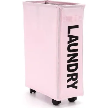 Koš na prádlo Elegantní skládací prádelní koš z oxford látky | úložný koš, prádelní koš - Růžová malá velikost s kladkou