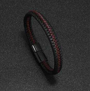 Náramek Pánský kožený pletený náramek s magnetem | pánský náramek, kožený náramek - jako obrázek-1433145302