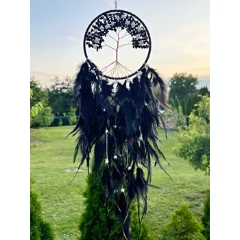 Lapač snů Magieprirody.cz Lapač snů Strom života – černo-bílá elegance a ochranná energie 60 cm #ZB309