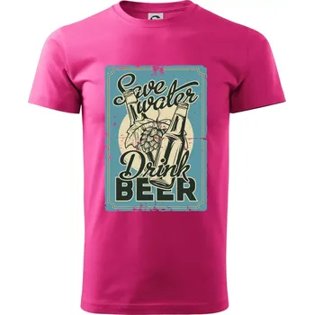 Pánská móda Save water drink beer poster - Klasické pánské triko vyšší gramáže - 2XL ( Purpurová )