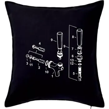 Polštář Pípa nákres - Polštář 50x50 - 50x50 - Pouze potah ( Černá )