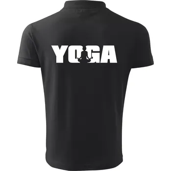 Pánská košile Yoga nápis - Polokošile pánská Pique Polo 203 - 5XL ( Dřevěné uhlí )