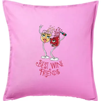 Polštář Best wine friends dancing (Pecka design) - Polštář 50x50 - 50x50 - Pouze potah ( Růžová )